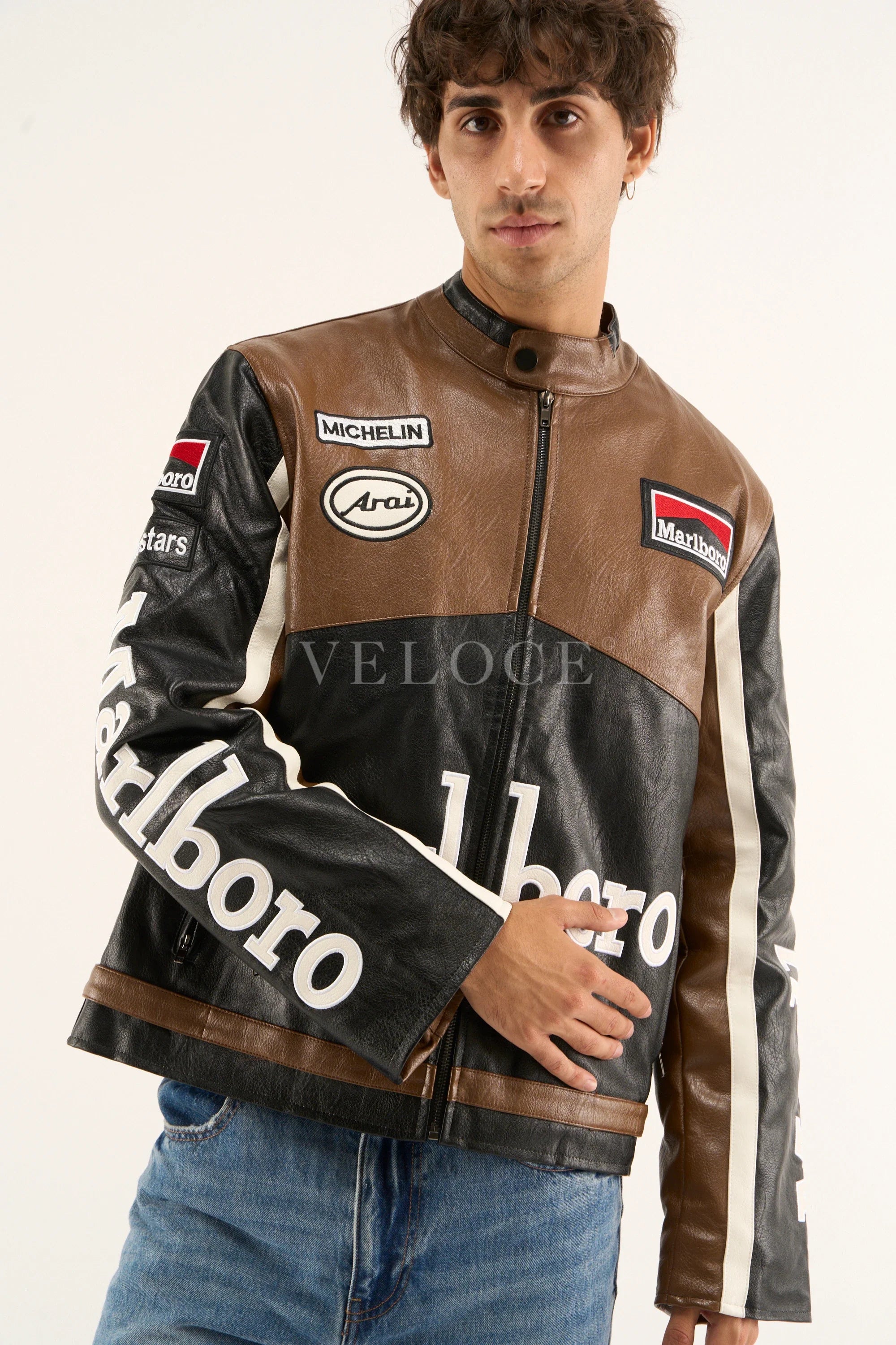Marlboro Racing Leather Jacket - Brown Edition