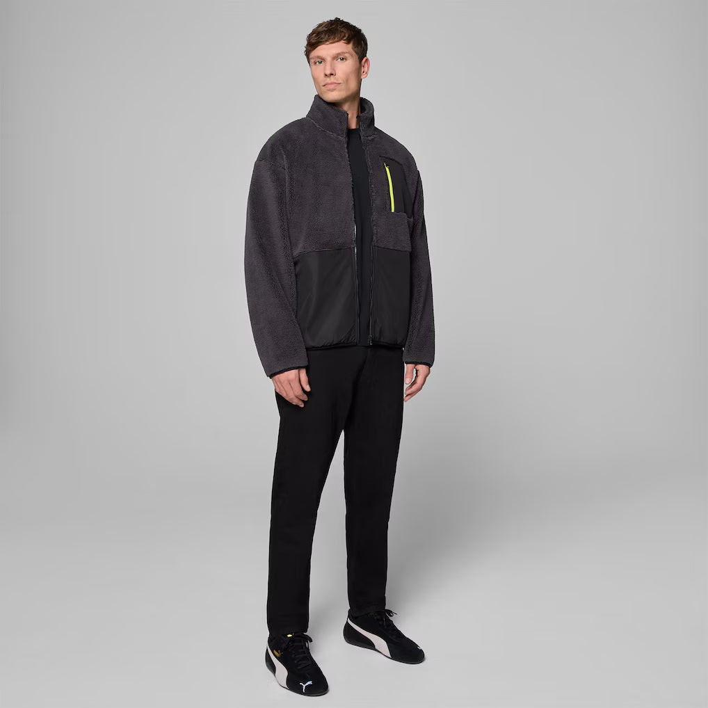 Aston Martin Fanwear Tech Sherpa Full Zip Jacket - Black